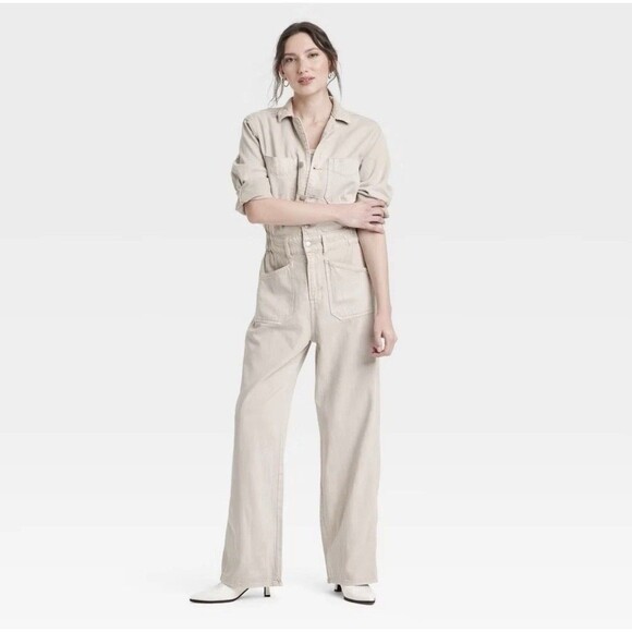 Universal Thread Pants - NWT Women's Denim Baggy Jumpsuit - Universal Thread Beige One Piece Size 4